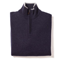 Lana d'agnello zip a un quarto - Indigo Melange/Grey Mix