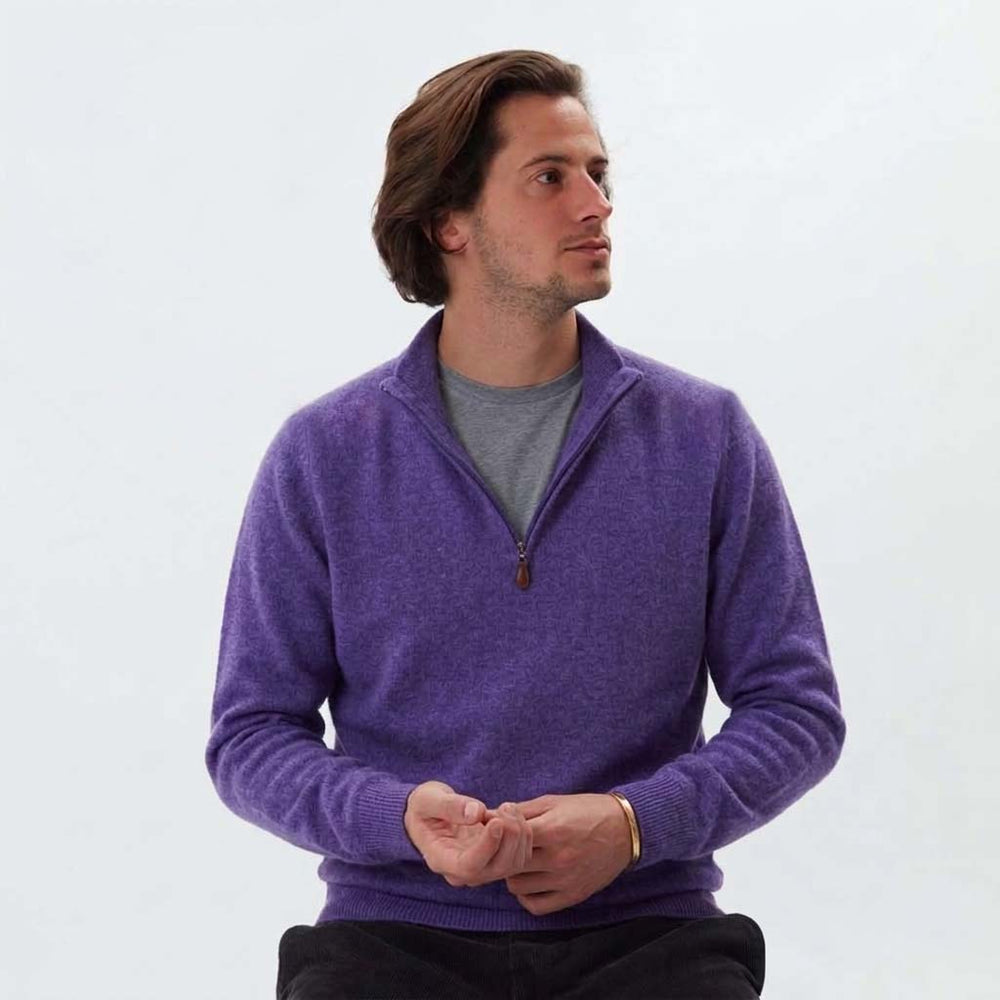 Lana d'agnello zip a un quarto - Heliotrope