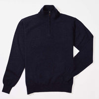 Lana d'agnello zip a un quarto - Indigo Melange