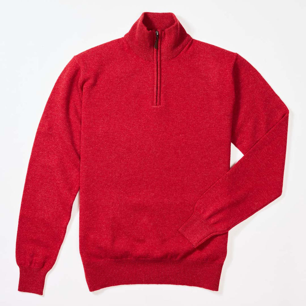 Lambswool quarter zip - Poppy Melange