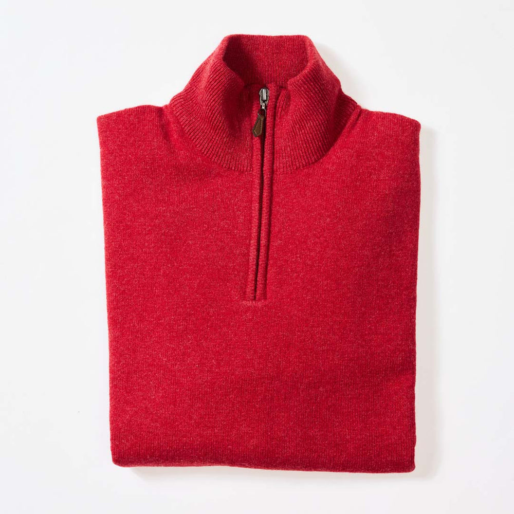 Lambswool quarter zip - Poppy Melange