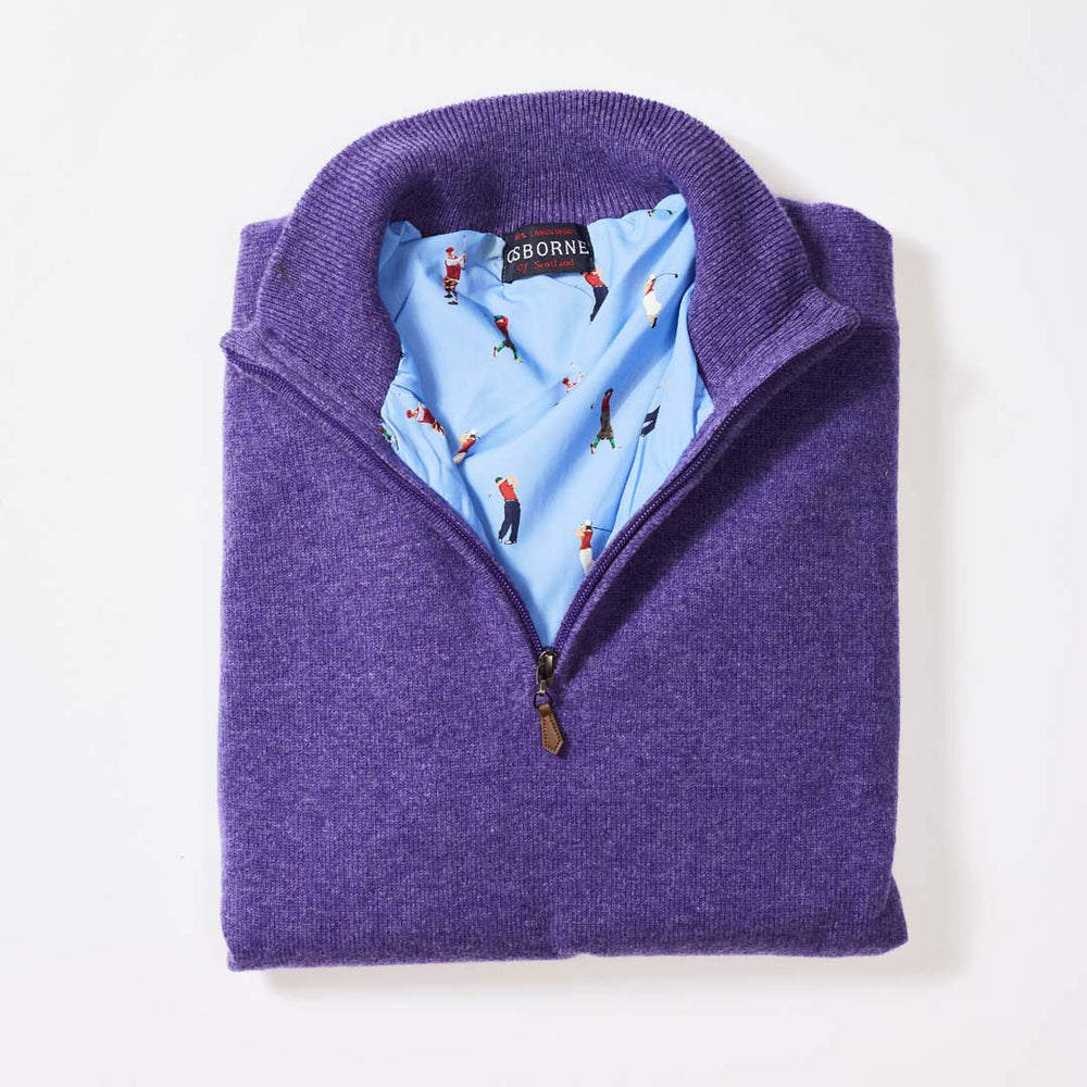 Lambswool windstopper quarter zip - Heliotrope - Golf lining