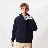 Lambswool windstopper quarter zip - Indigo Melange - Golf lining