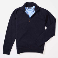 Lambswool windstopper quarter zip - Indigo Melange - Golf lining