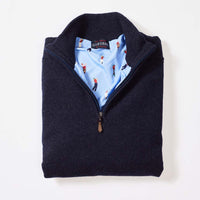 Lambswool windstopper quarter zip - Indigo Melange - Golf lining