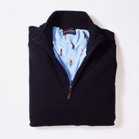 Lana d'agnello antivento zip a un quarto - Navy - fodera da golf