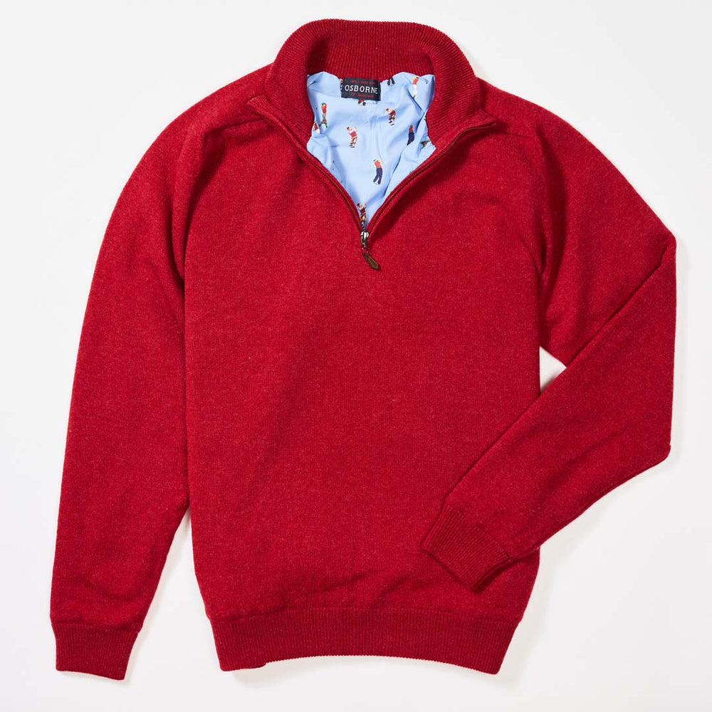 Lambswool windstopper quarter zip - Poppy Melange - Golf lining