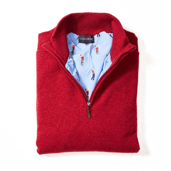 Lana d'agnello antivento zip a un quarto - Poppy Melange - fodera da golf
