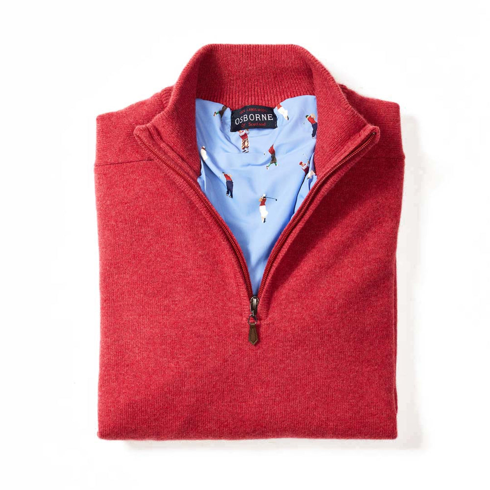 Lambswool windstopper quarter zip - Rouge - Golf linig