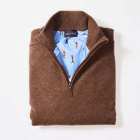 Lambswool windstopper quarter zip - Tobacco - Golf lining