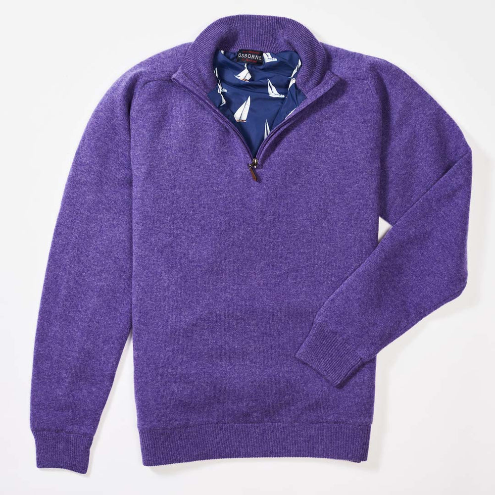 Lambswool windstopper quarter zip - Heliotrope - Boat lining