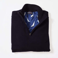 Lambswool windstopper quarter zip - Navy - Boat lining