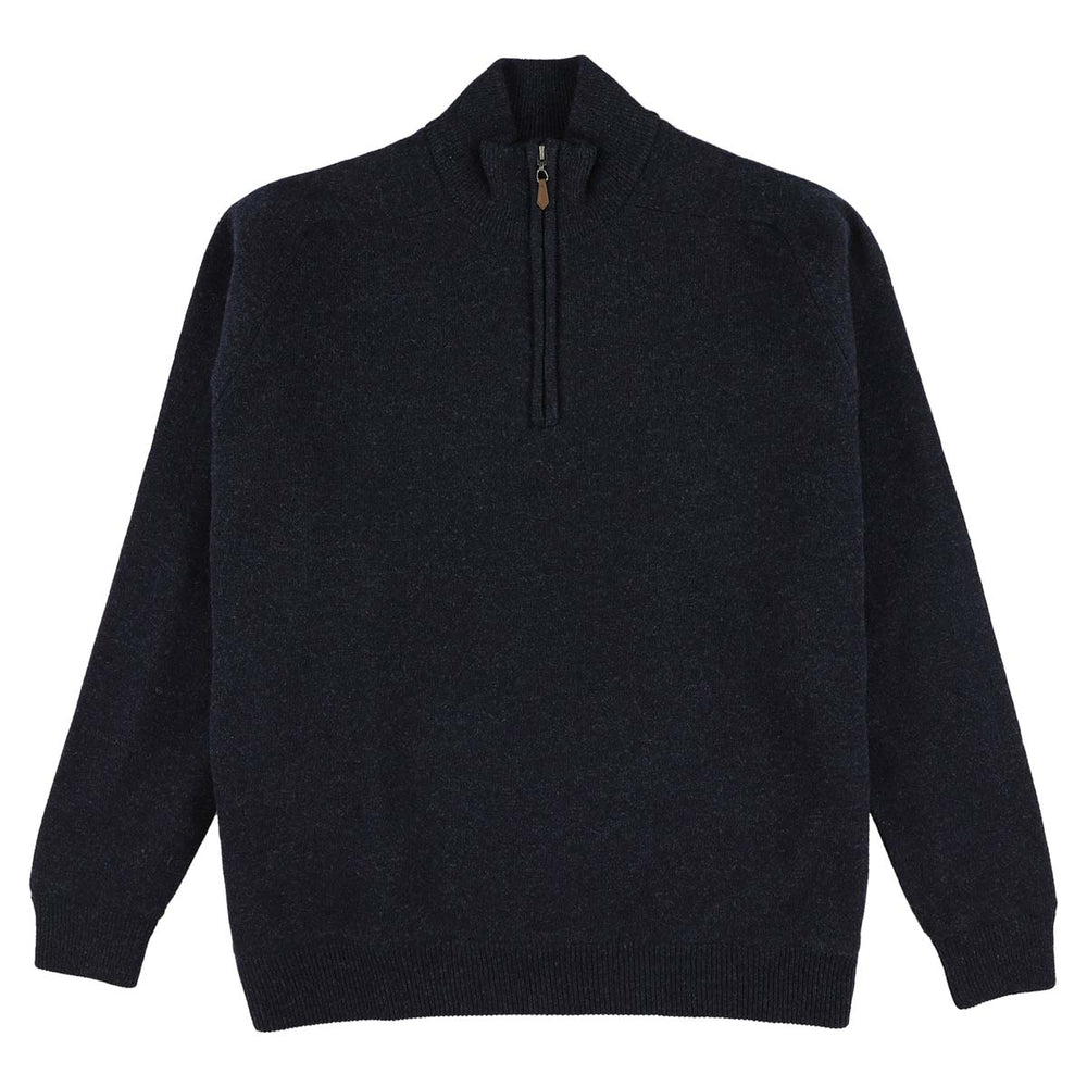 Lambswool windstopper quarter zip - Indigo Melange - Duck lining