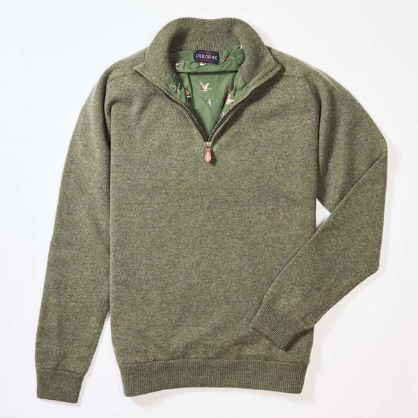 Lambswool windstopper quarter zip - Landscape - Duck Lining