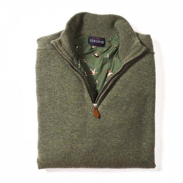 Lambswool windstopper quarter zip - Landscape - Duck Lining