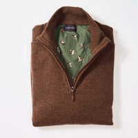 Lambswool windstopper quarter zip - Tobacco - Duck lining