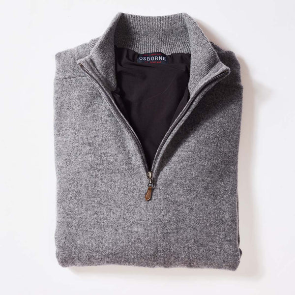 Lambswool windstopper quarter zip - Grey Mix - Black lining