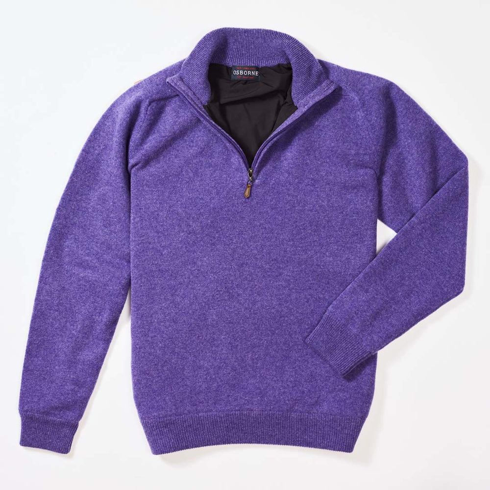 Lambswool windstopper quarter zip - Heliotrope - Black lining