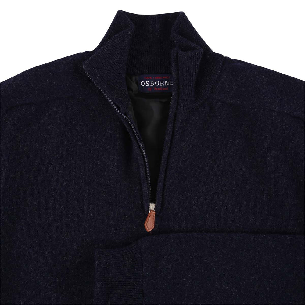 Lambswool windstopper quarter zip - Indigo Melange - Black lining