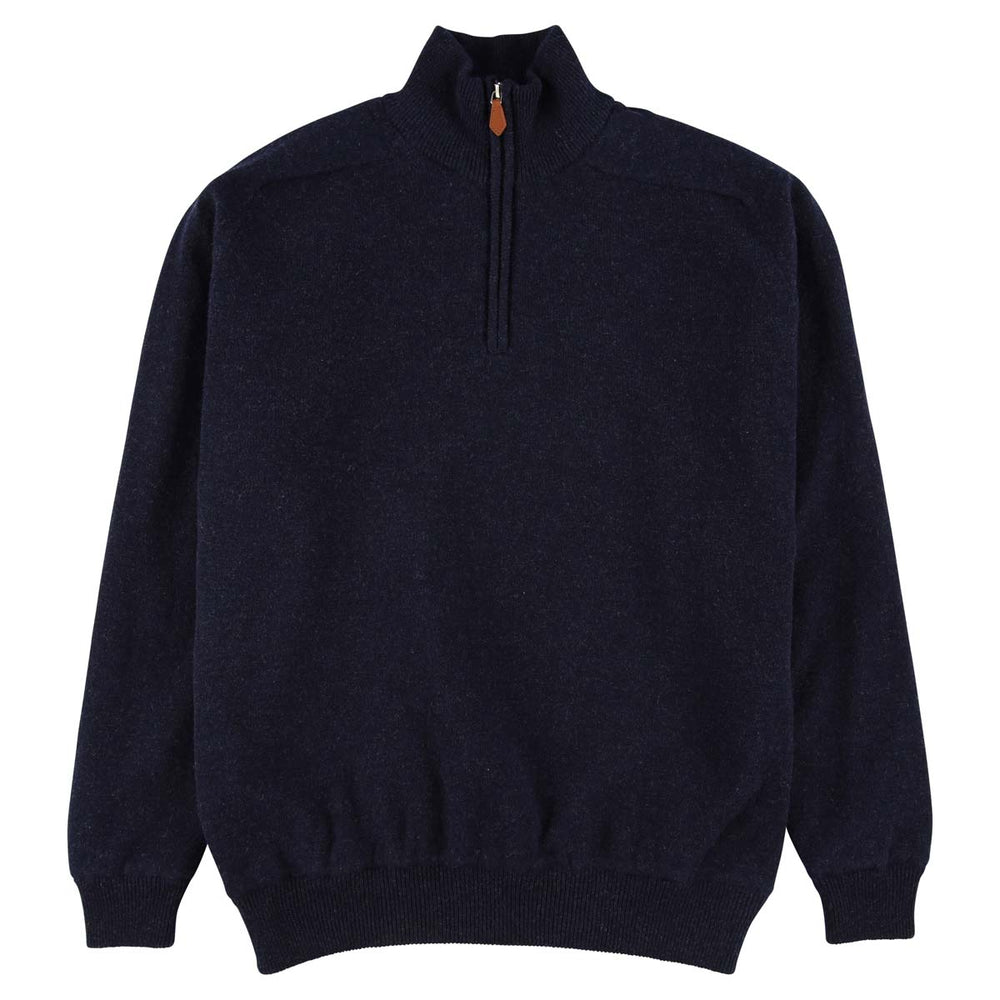 Lambswool windstopper quarter zip - Indigo Melange - Black lining
