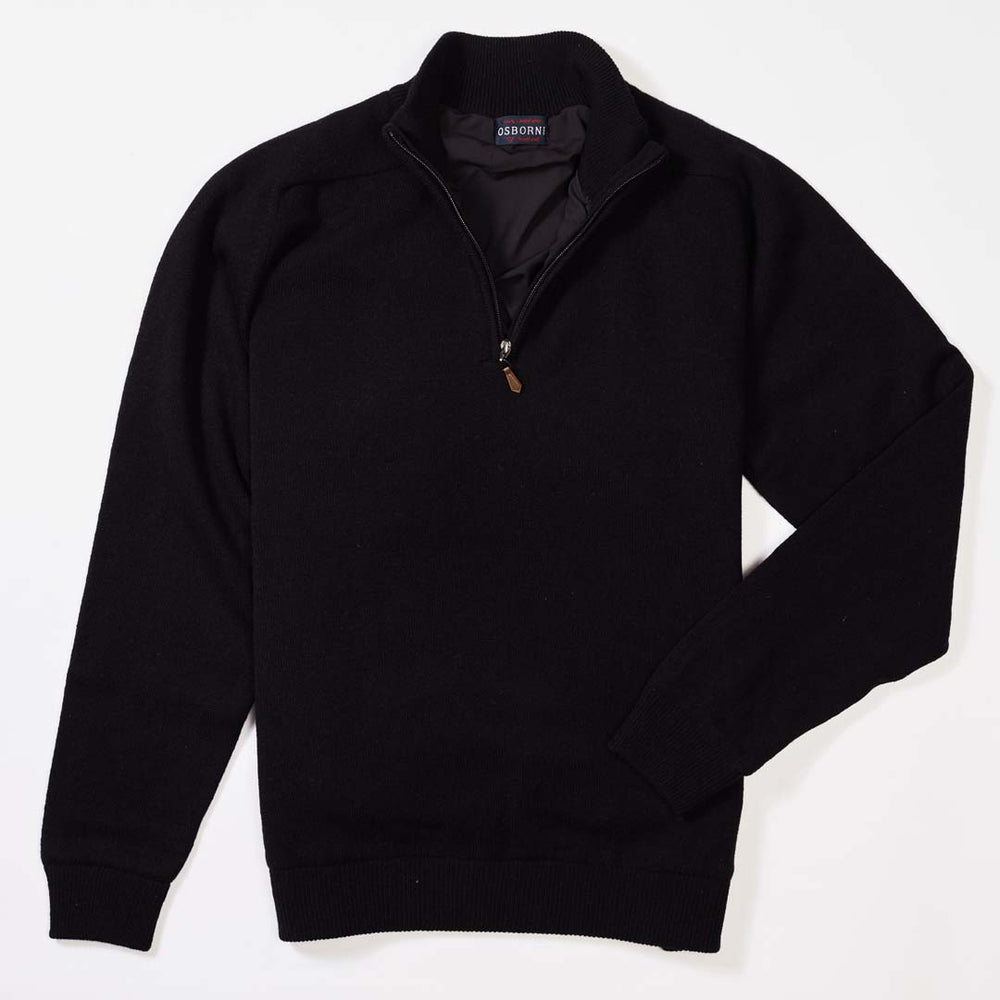 Lambswool windstopper quarter zip - Navy - Black lining