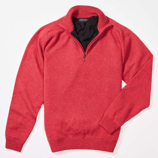 Lambswool windstopper quarter zip - Rouge - Black lining