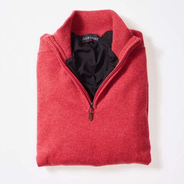 Lambswool windstopper quarter zip - Rouge - Black lining