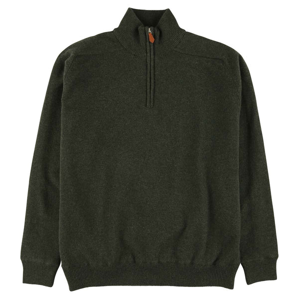 Lambswool windstopper quarter zip - Seaweed - Black lining