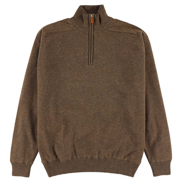 Lambswool windstopper quarter zip - Tobacco - Black lining