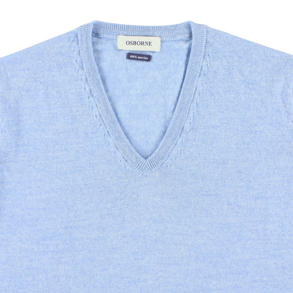 Merino V-neck women - Azur