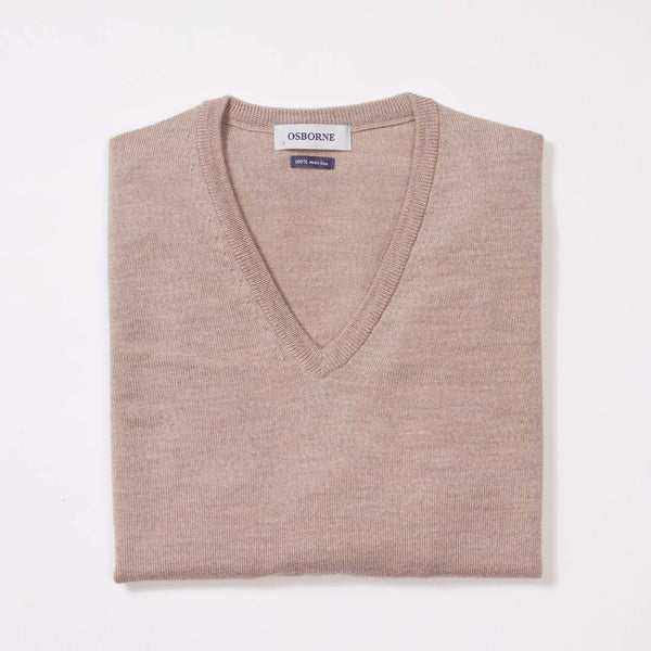 Merino V-neck women - Beige