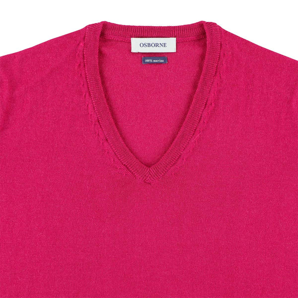 Merino V-neck women - Fuchsia