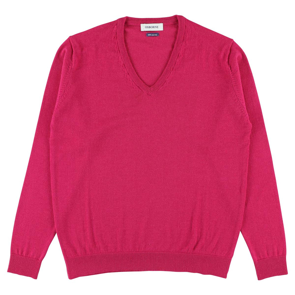 Merino V-neck women - Fuchsia