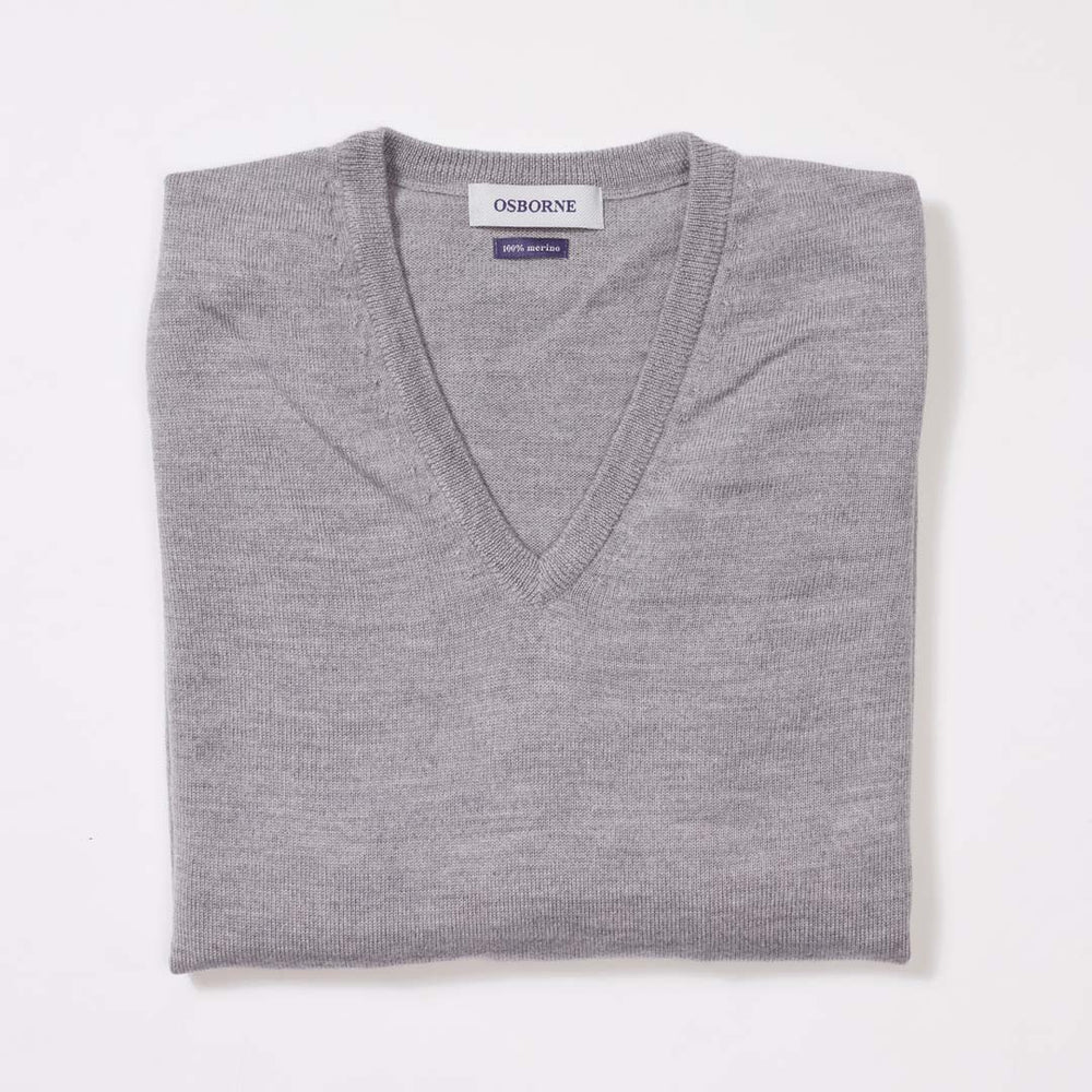 Merino collo a V donne - Light Grey