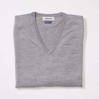 Merino collo a V donne - Light Grey