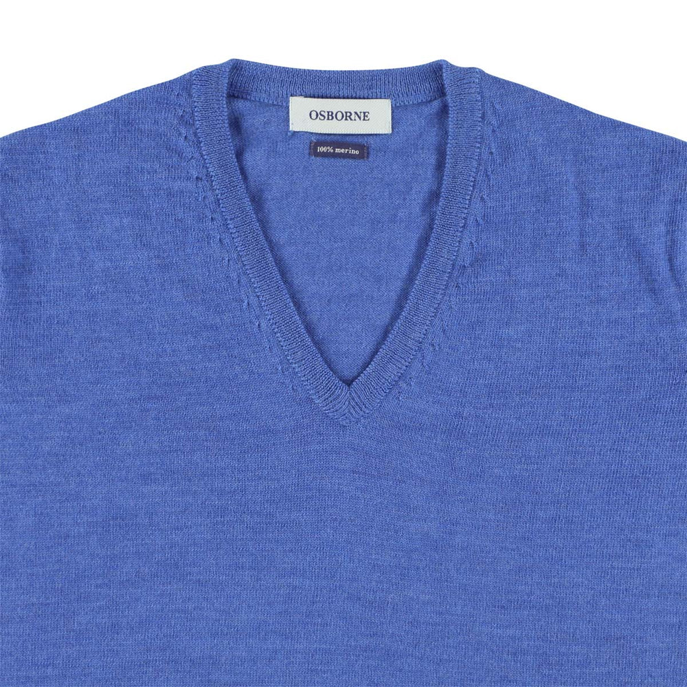 Merino V-Ausschnitt damen - Mid Blue