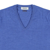 Merino V-Ausschnitt damen - Mid Blue