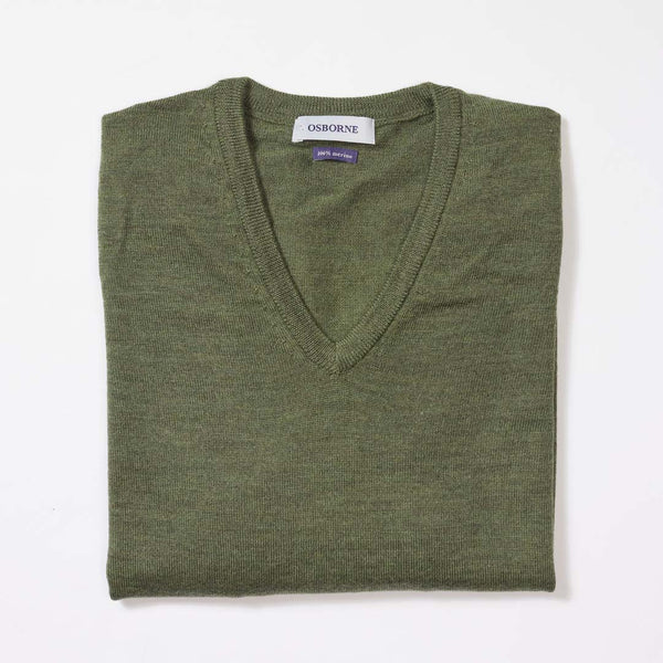 Merino V-neck women - Moss