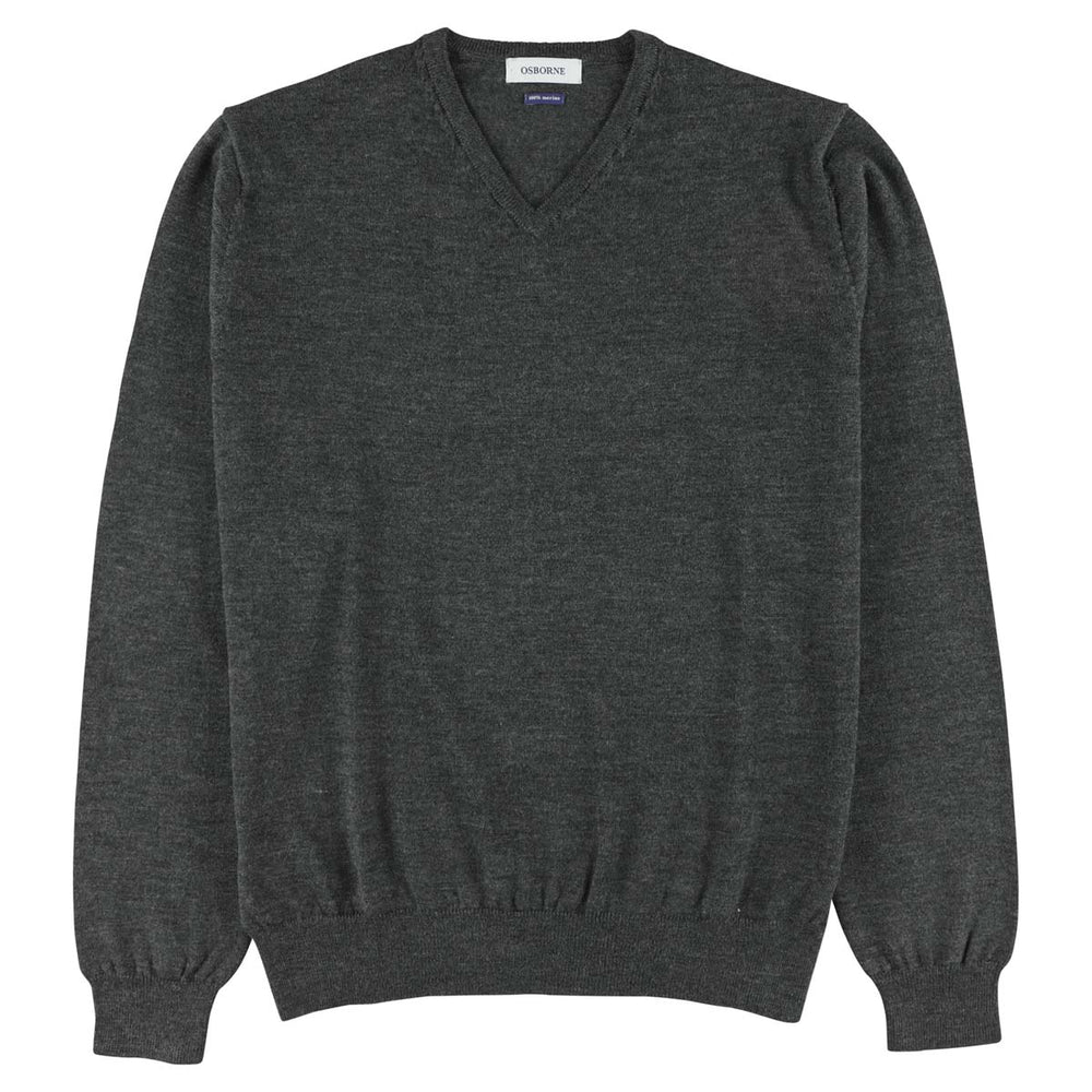 Merino V-Ausschnitt - Anthracite