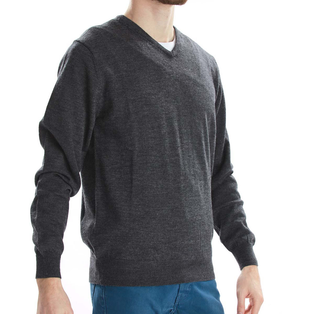 Merino V-Ausschnitt - Anthracite