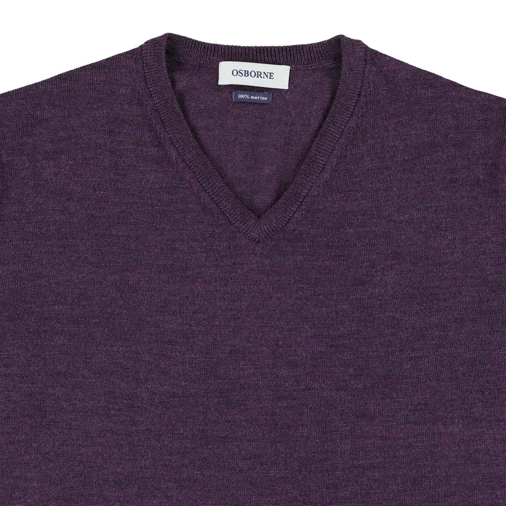 Merino V-Ausschnitt - Aubergine