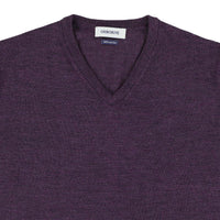 Merino V-Ausschnitt - Aubergine