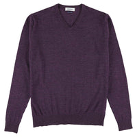 Merino V-Ausschnitt - Aubergine