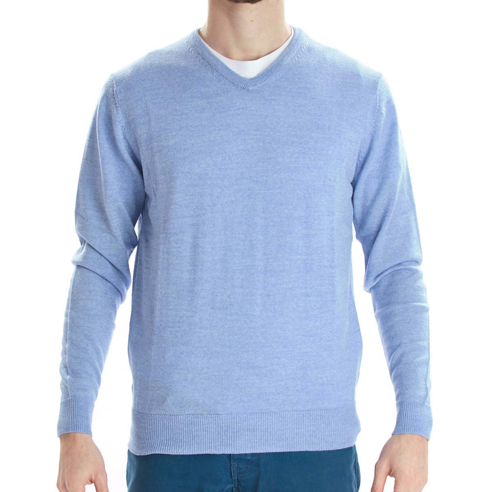 Merino V-neck - Azur