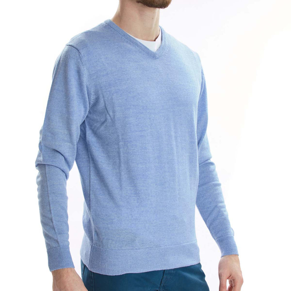 Merino V-neck - Azur