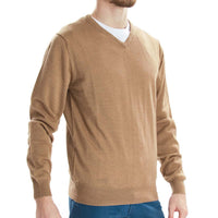 Merino V-Ausschnitt - Camel