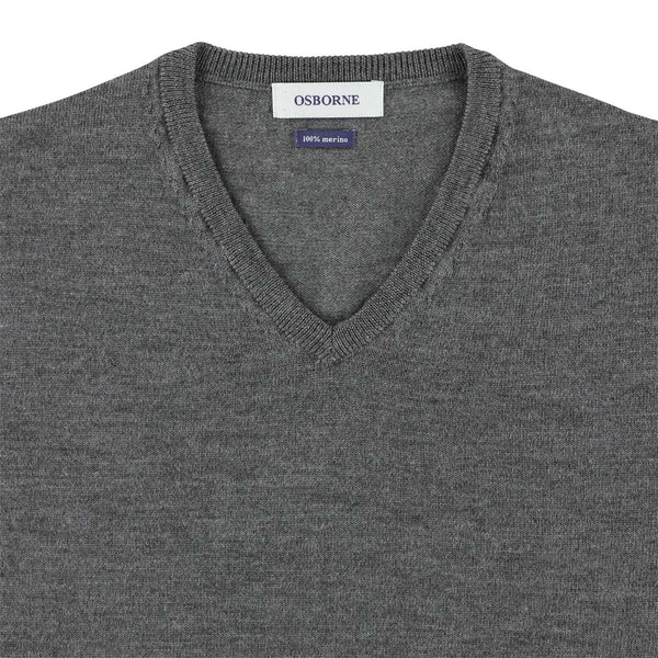 Merino V-Ausschnitt - Dark Grey