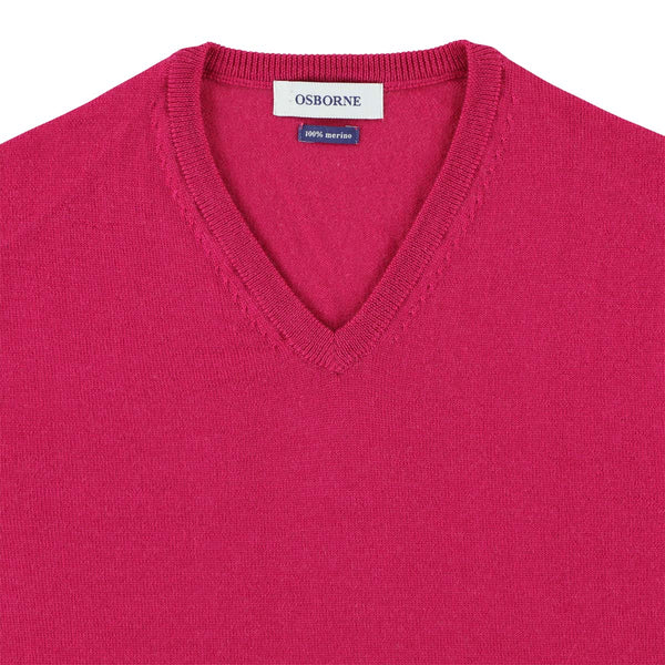 Merino V-neck - Fuchsia