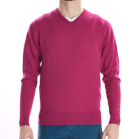Merino V-neck - Fuchsia