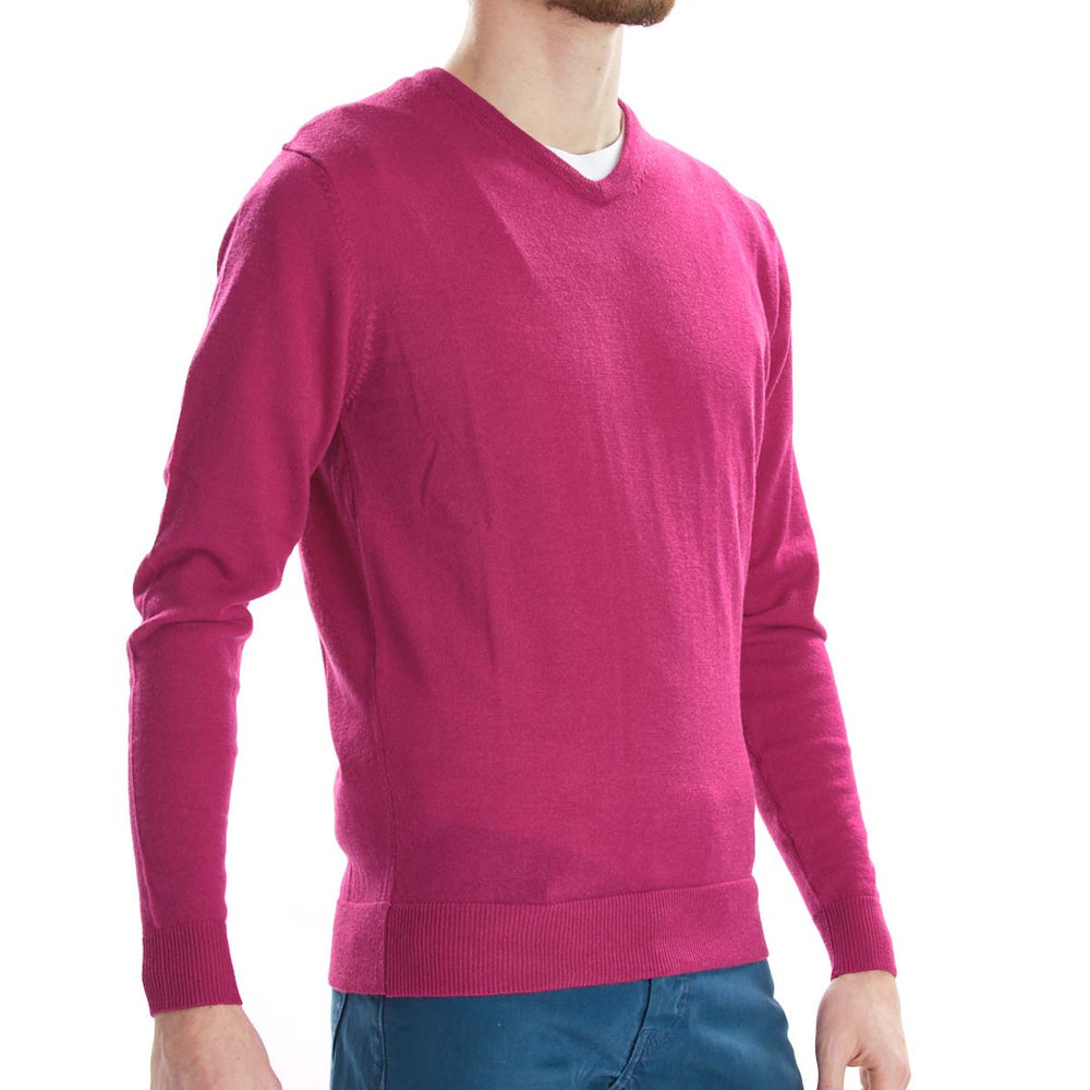 Merino V-neck - Fuchsia